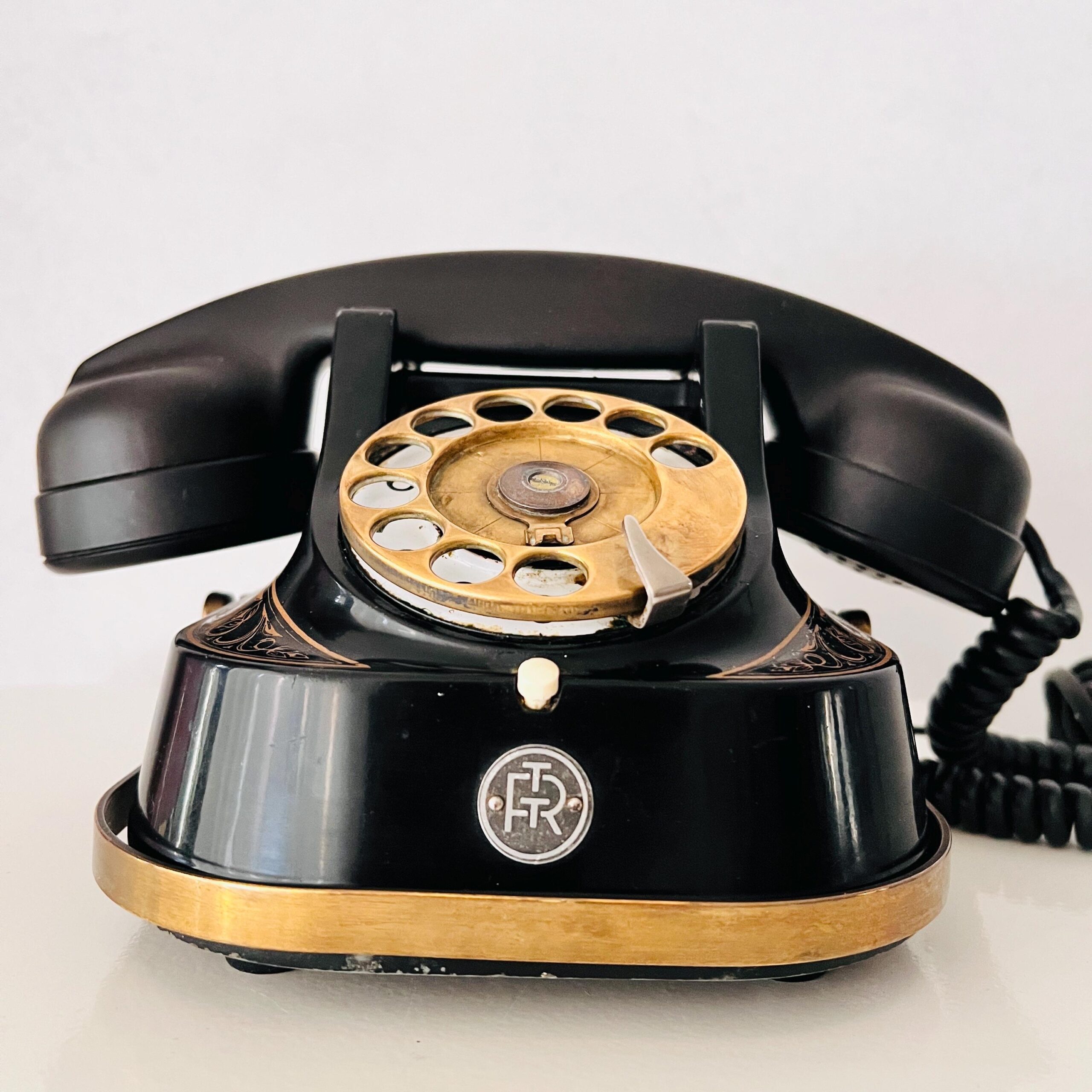 Vintage Retro Telephone, Black Telephone, Dutch Retro PTT, Rotary Telephone , Desk Telephone, Black Bakelite